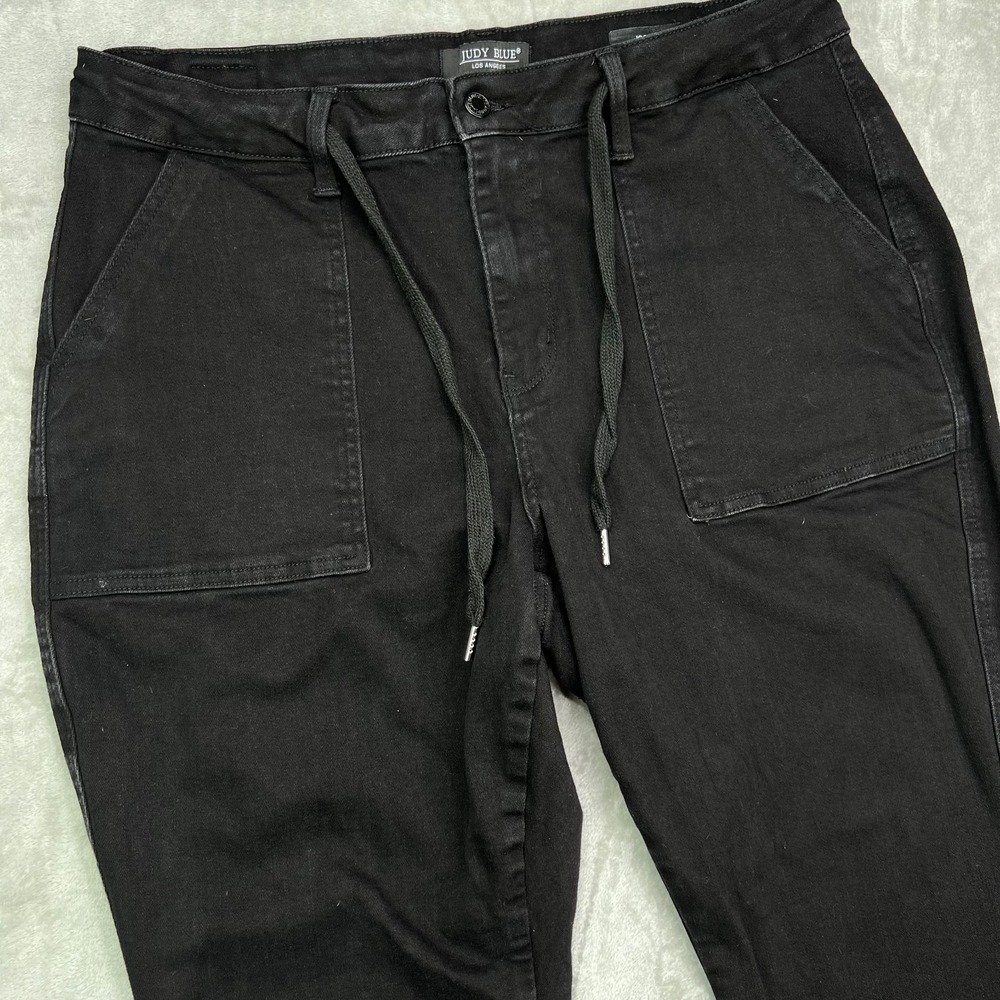 Judy Blue Jeans Womens 18W Black Joggers Tapered High Rise Drawstring‎ Stretch